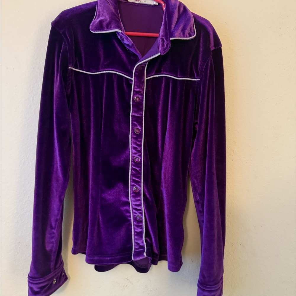 Vibrant Purple Kids Velvet Button Down Shirt